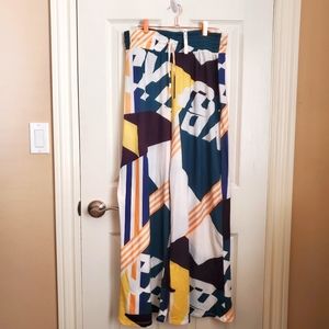 NWT ASOS Slinky Wide Leg Pants in Allover Geometric Print